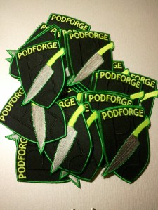 pile of embroidered podforge patches