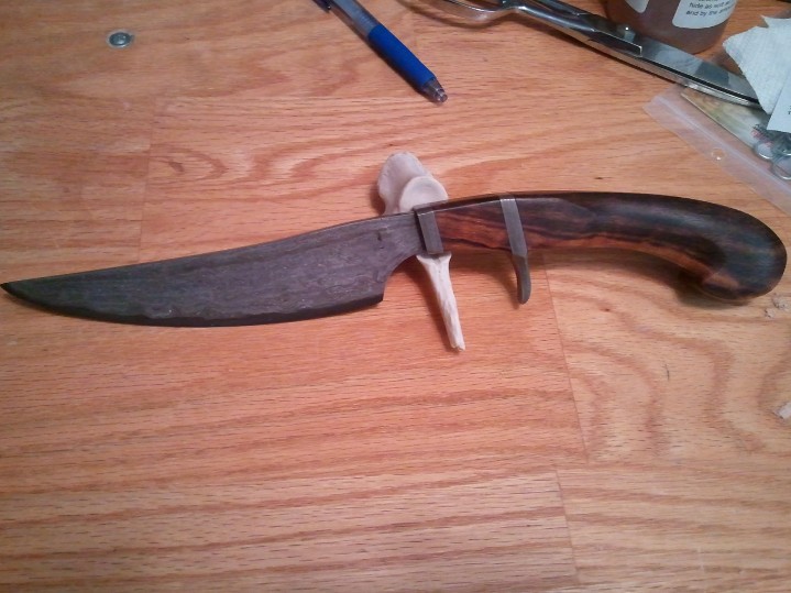 Wrought Iron over 5160 San Mai sub hilt knife